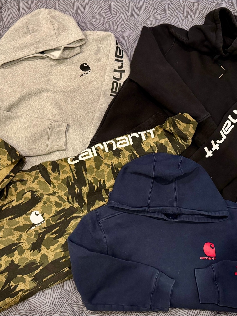 Carhartt Boys Hoodie Lot of 4 Youth Large 14/16 Camo Black Gray Navy